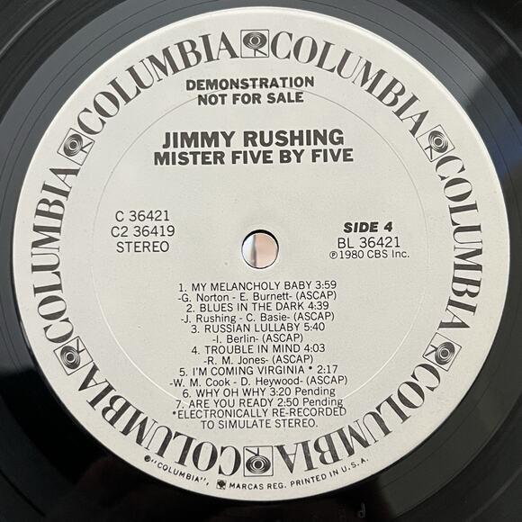 Jimmy Rushing Mr. Five By Five 2xVinyl LP 1980 Columbia White Label Promo - Picture 14 of 16